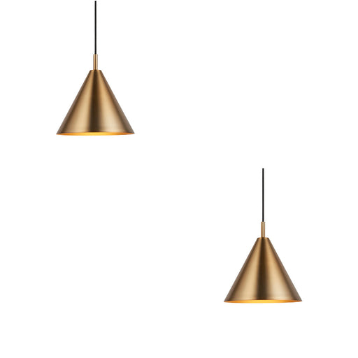 2 PACK Hanging Ceiling Pendant Light - Warm antique brass plate - 10W LED E27