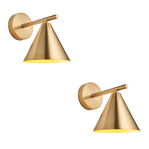 2 PACK Dimmable Wall Light - Warm antique brass plate - Modern Metal Shade Sconce