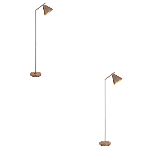 2 PACK 1580mm Tall Floor Lamp - Brushed antique bronze plate - Modern Metal Shade - 10W LED E27