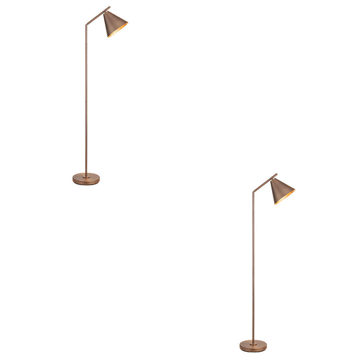 2 PACK 1580mm Tall Floor Lamp - Brushed antique bronze plate - Modern Metal Shade - 10W LED E27