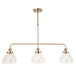 Hanging Ceiling Pendant Light - Antique brass plate & clear glass - 3 x 10W LED E27