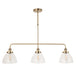 2 PACK Hanging Ceiling Pendant Light - Antique brass plate & clear glass - 3 x 10W LED E27