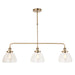 Hanging Ceiling Pendant Light - Antique brass plate & clear glass - 3 x 10W LED E27