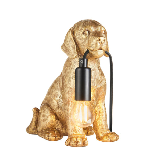 Vintage Gold Labrador Puppy Table Lamp - Cute Dog Bedside Dog Table Light - 7W LED E14
