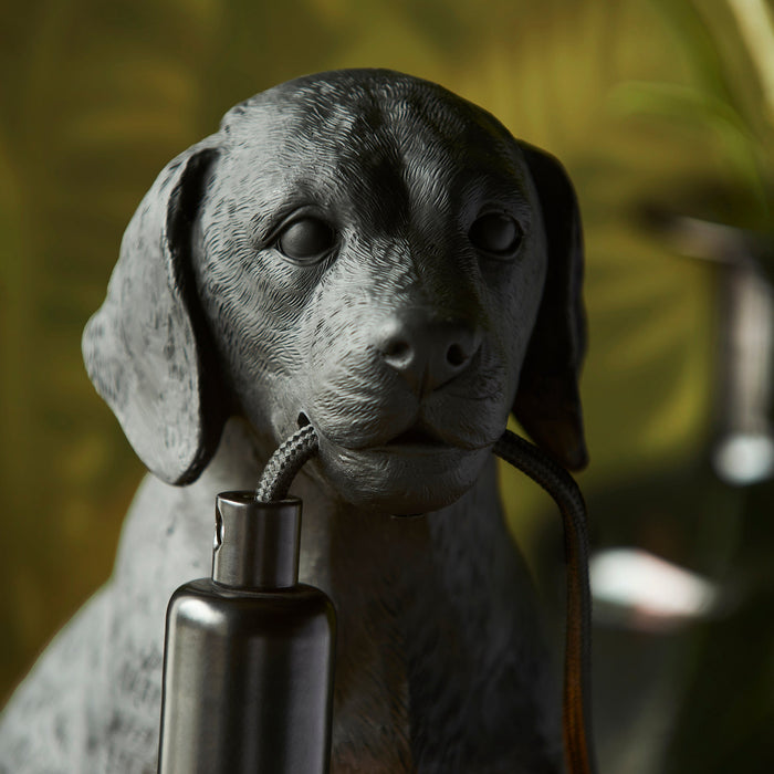 Matt Black Labrador Puppy Table Lamp - Cute Dog Bedside Dog Table Light - 7W LED E14