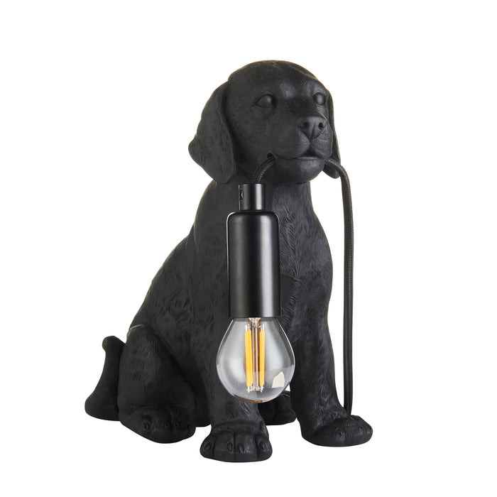 2 PACK Matt Black Labrador Puppy Table Lamp - Cute Dog Bedside Dog Table Light - 7W LED E14