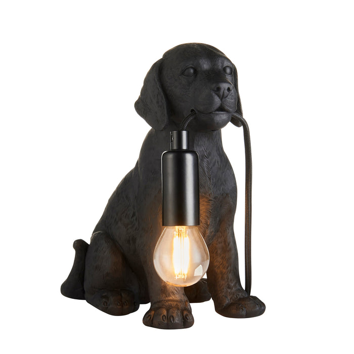 Matt Black Labrador Puppy Table Lamp - Cute Dog Bedside Dog Table Light - 7W LED E14