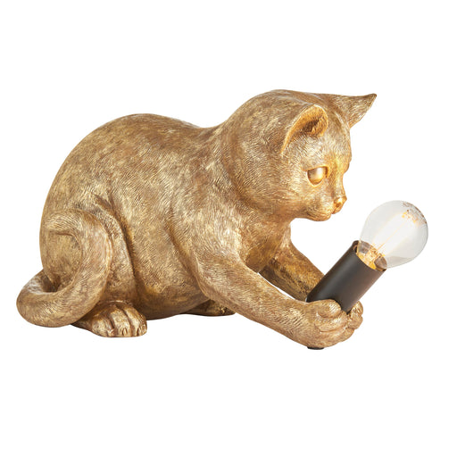 Vintage Gold Kitten Table Lamp - Cute Dog Bedside Cat Table Light - 7W LED E14