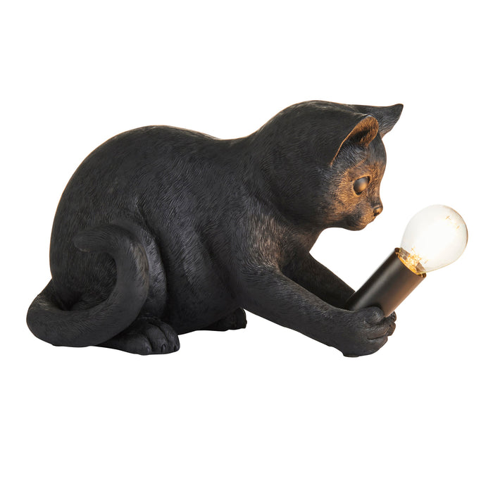 Matt Black Kitten Table Lamp - Cute Dog Bedside Cat Table Light - 7W LED E14