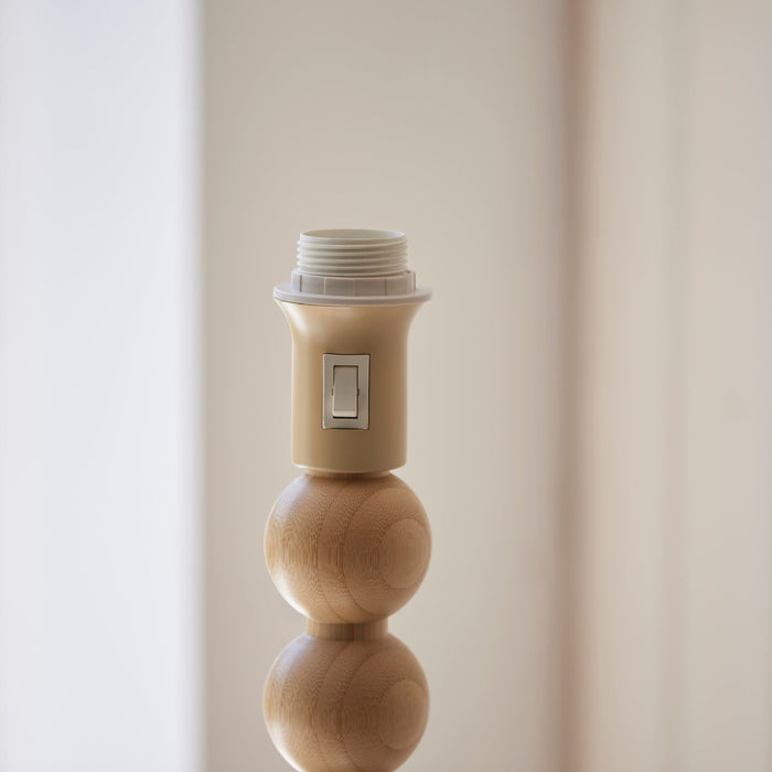 1340mm Tall Floor Lamp - Natural bamboo - Round Stacked Wooden Stem - 10W LED E27