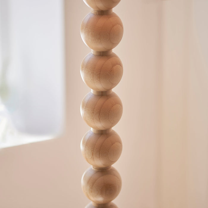 1340mm Tall Floor Lamp - Natural bamboo - Round Stacked Wooden Stem - 10W LED E27