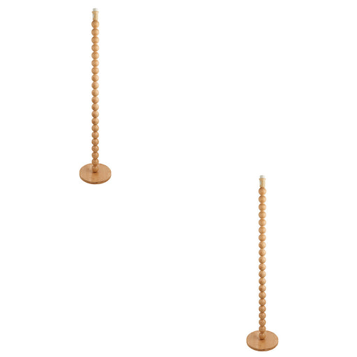 2 PACK 1340mm Tall Floor Lamp - Natural bamboo - Round Stacked Wooden Stem - 10W LED E27
