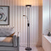 1800mm Tall Mother & Child Floor Lamp - Matt black & opal glass - 230W R7s (117mm) & 33W G9