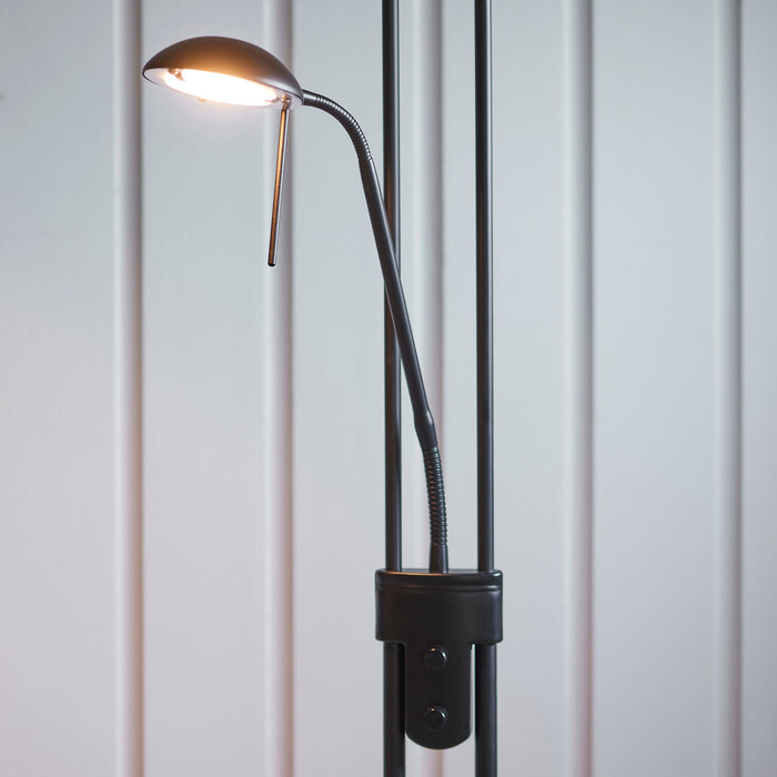 2 PACK 1800mm Tall Mother & Child Floor Lamp - Matt black & opal glass - 230W R7s (117mm) & 33W G9