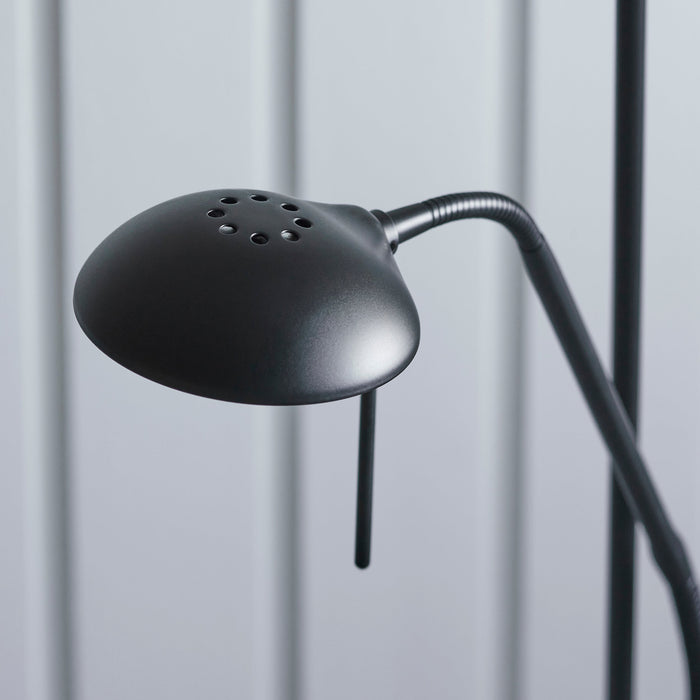 1800mm Tall Mother & Child Floor Lamp - Matt black & opal glass - 230W R7s (117mm) & 33W G9
