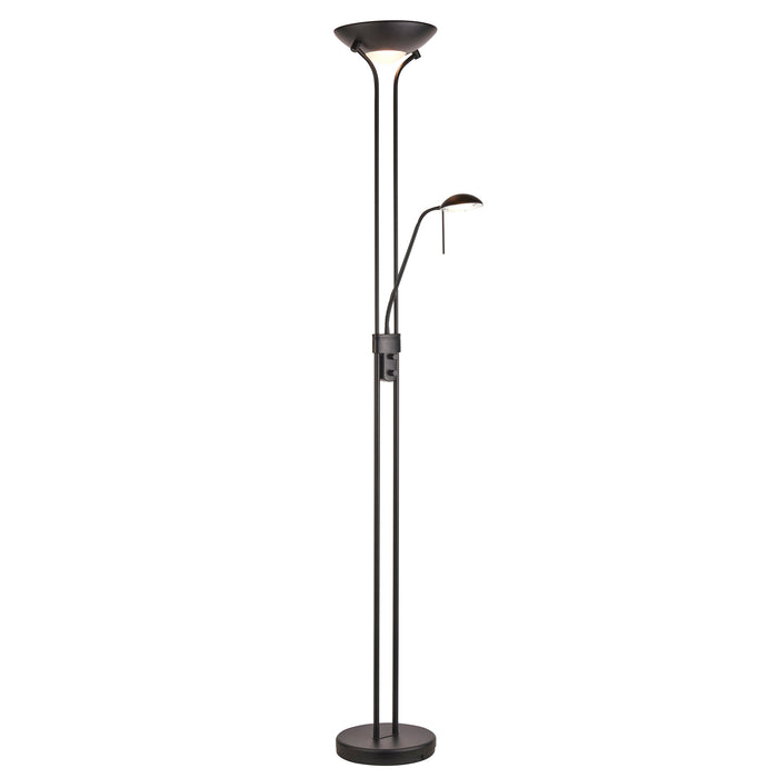 1800mm Tall Mother & Child Floor Lamp - Matt black & opal glass - 230W R7s (117mm) & 33W G9