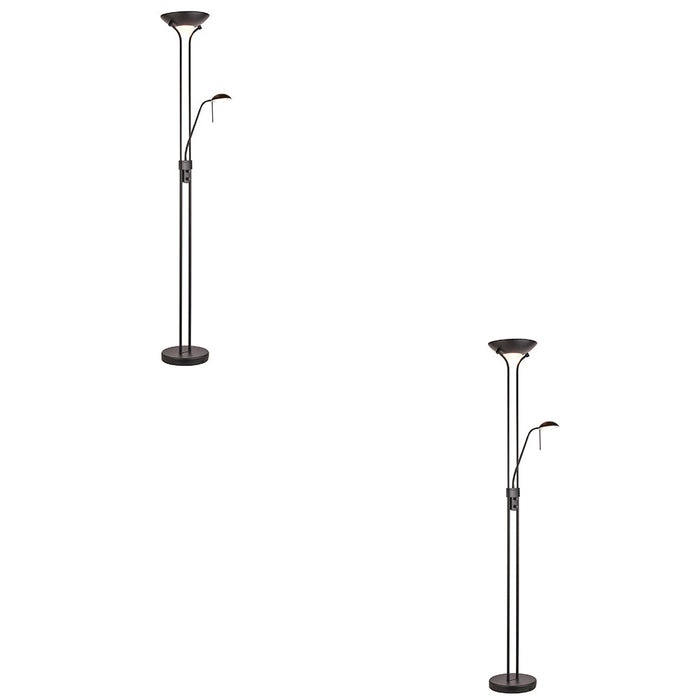 2 PACK 1800mm Tall Mother & Child Floor Lamp - Matt black & opal glass - 230W R7s (117mm) & 33W G9