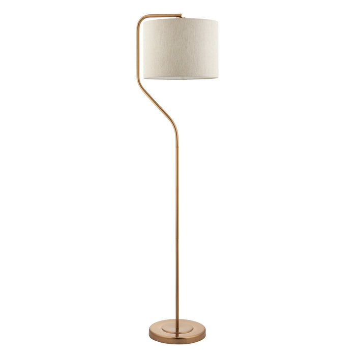 2 PACK 1550mm Tall Floor Lamp - Brushed aged brass plate & natural linen Shade - 10W LED E27