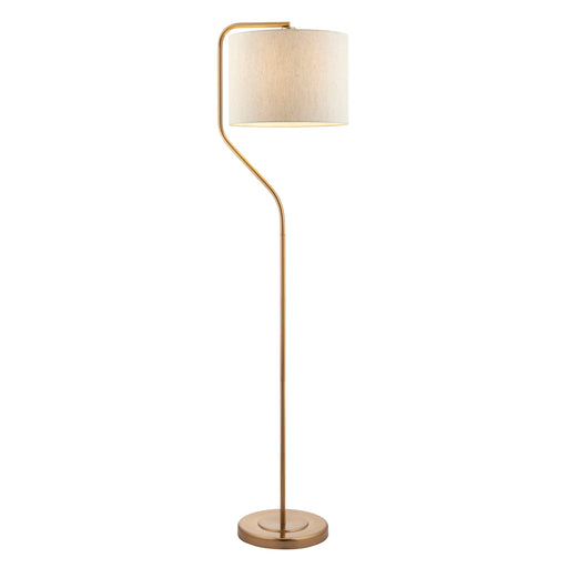 1550mm Tall Floor Lamp - Brushed aged brass plate & natural linen Shade - 10W LED E27