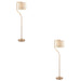 2 PACK 1550mm Tall Floor Lamp - Brushed aged brass plate & natural linen Shade - 10W LED E27