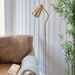 1630mm Tall Floor Lamp - Brushed aged brass plate Shade - Adjustable Head - 7W LED GU10