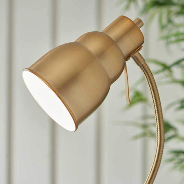 2 PACK 1630mm Tall Floor Lamp - Brushed aged brass plate Shade - Adjustable Head - 7W LED GU10