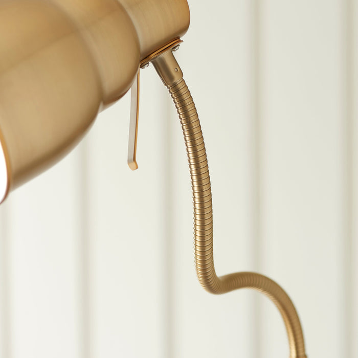 2 PACK 1630mm Tall Floor Lamp - Brushed aged brass plate Shade - Adjustable Head - 7W LED GU10