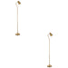 2 PACK 1630mm Tall Floor Lamp - Brushed aged brass plate Shade - Adjustable Head - 7W LED GU10