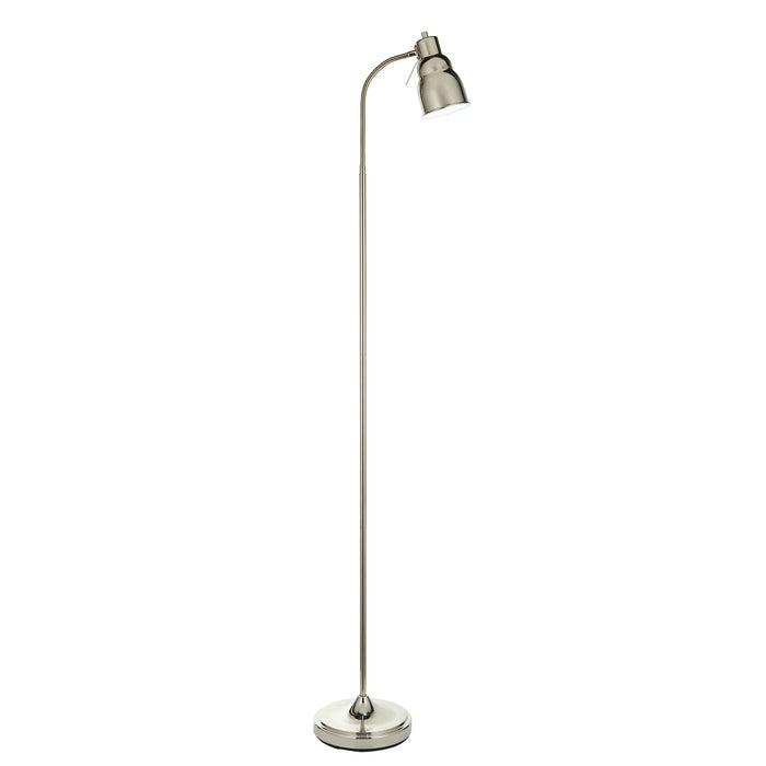 2 PACK 1630mm Tall Floor Lamp - Bright nickel plate Shade - Adjustable Head - 7W LED GU10
