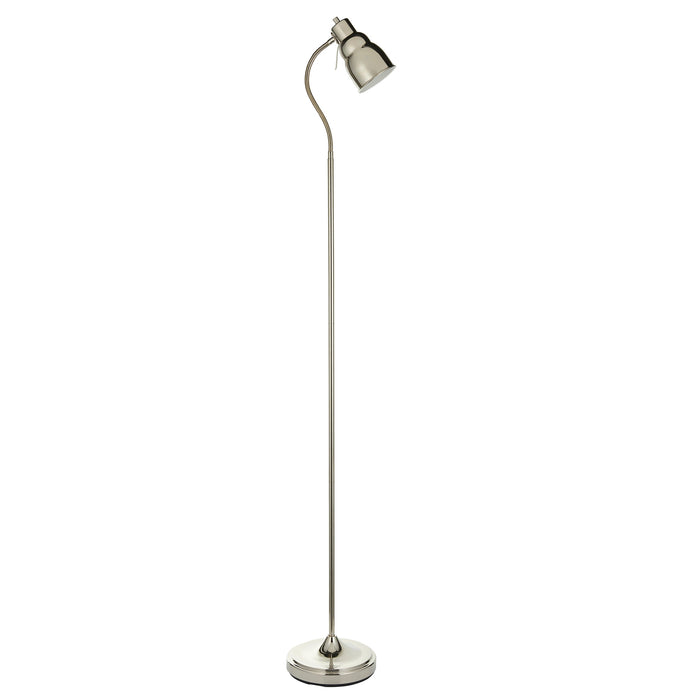 2 PACK 1630mm Tall Floor Lamp - Bright nickel plate Shade - Adjustable Head - 7W LED GU10