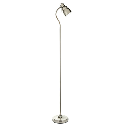 1630mm Tall Floor Lamp - Bright nickel plate Shade - Adjustable Head - 7W LED GU10