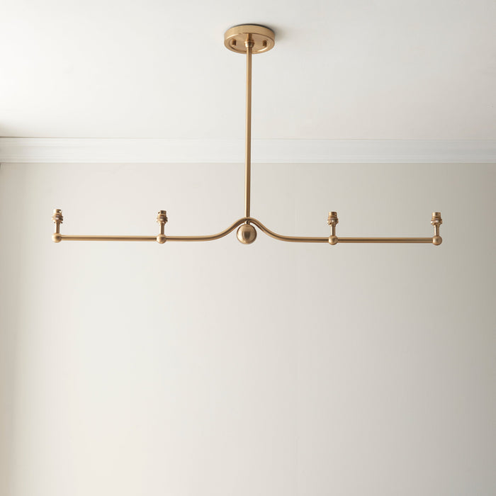 2 PACK Hanging Ceiling Pendant Light - Brushed aged brass plate - 4 x 7W LED B22
