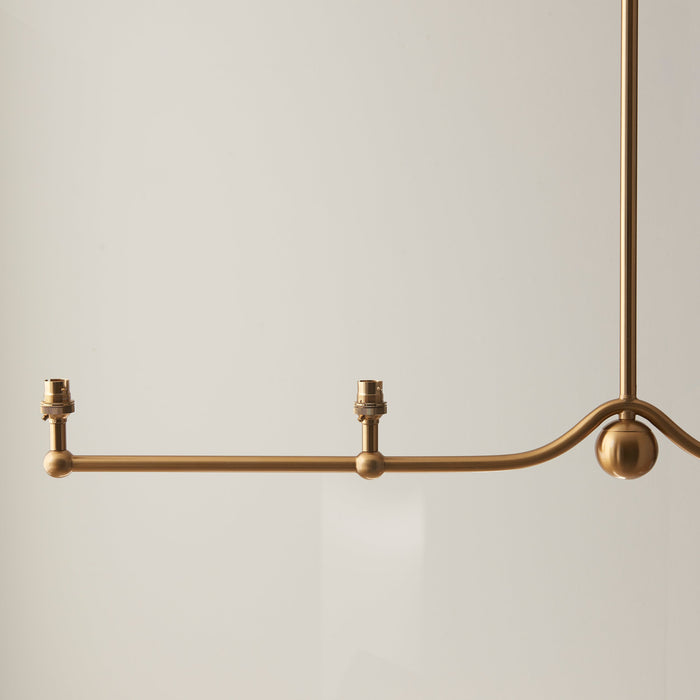 Hanging Ceiling Pendant Light - Brushed aged brass plate - 4 x 7W LED B22