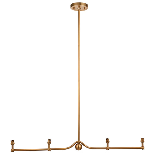 Hanging Ceiling Pendant Light - Brushed aged brass plate - 4 x 7W LED B22