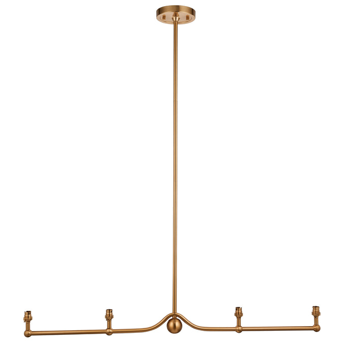 Hanging Ceiling Pendant Light - Brushed aged brass plate - 4 x 7W LED B22