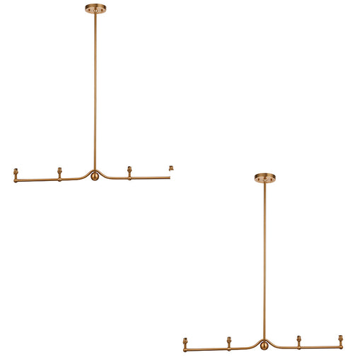 2 PACK Hanging Ceiling Pendant Light - Brushed aged brass plate - 4 x 7W LED B22