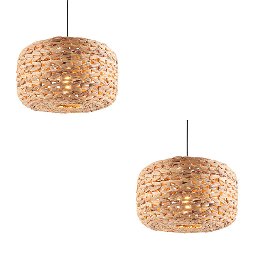 2 PACK Hanging Ceiling Pendant Light - Natural water hyacinth - 10W LED E27 or B22