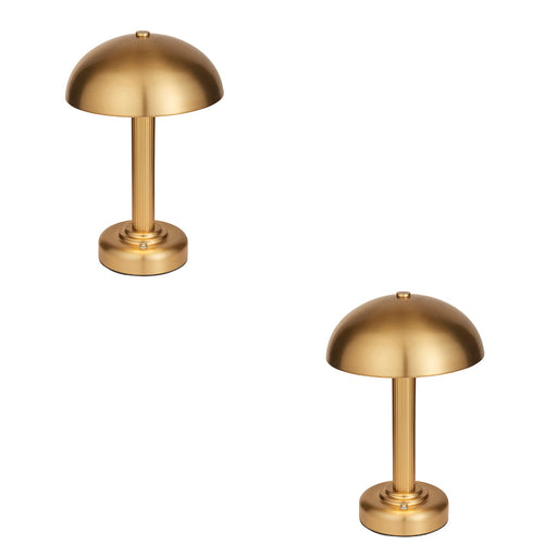 2 PACK Table Lamp & Shade - Warm brass plate - 2W LED Warm White