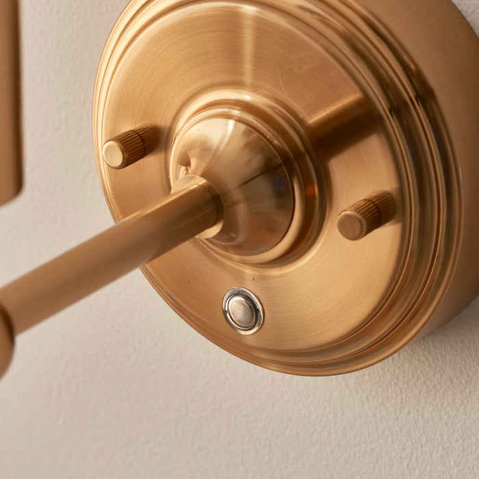 2 PACK Rechargeable LED Wall Light - Brushed aged brass plate - 3 Stage Touch Dimmable - 1.5W