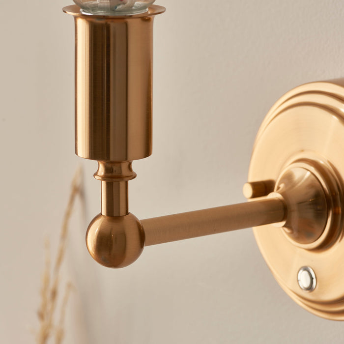 Rechargeable LED Wall Light - Brushed aged brass plate - 3 Stage Touch Dimmable - 1.5W