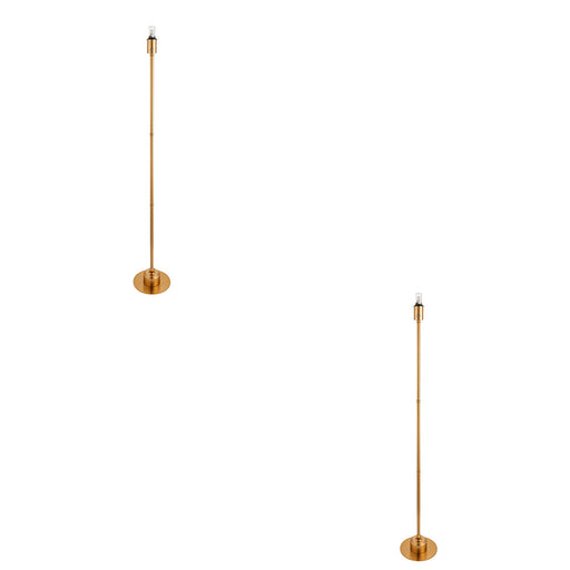 2 PACK 1300mm Tall Floor Lamp - Brushed aged brass plate - Elegant Base Only - 1.5W LED Warm White