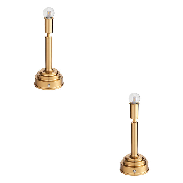 2 PACK Table Lamp Base Only - Brushed aged brass plate - 1.5W LED Warm White