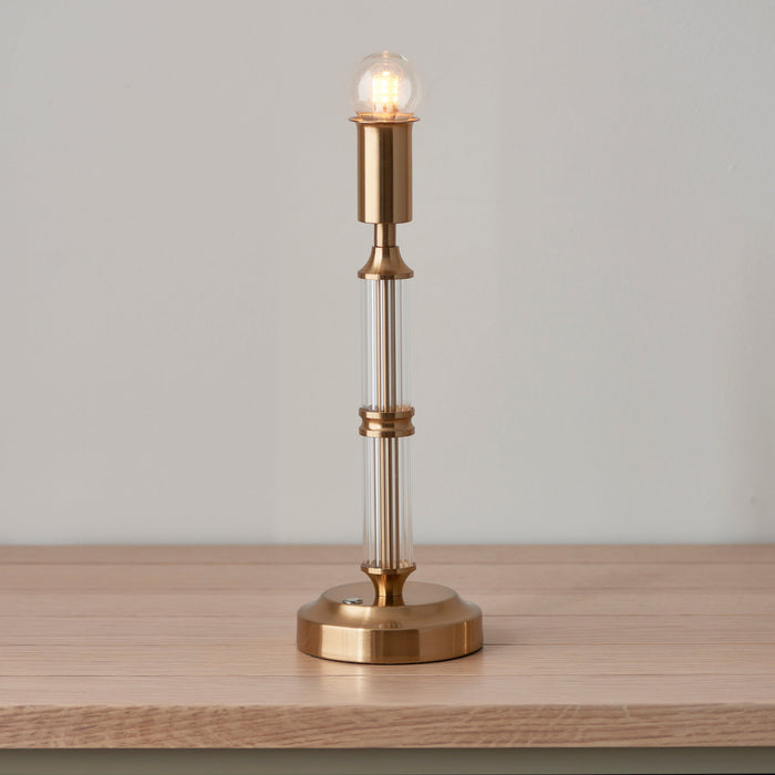 Table Lamp Base Only - Brushed aged brass plate & clear acrylic - 1.5W LED Warm White