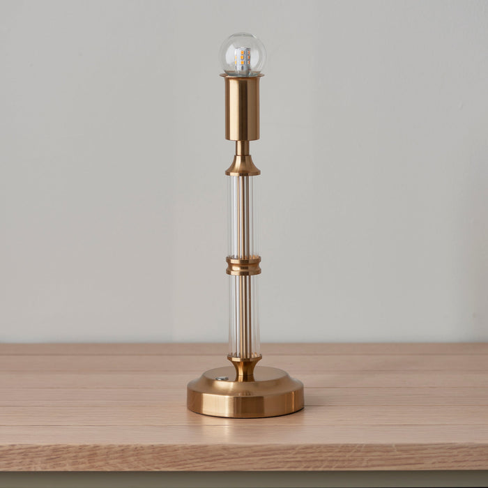 Table Lamp Base Only - Brushed aged brass plate & clear acrylic - 1.5W LED Warm White
