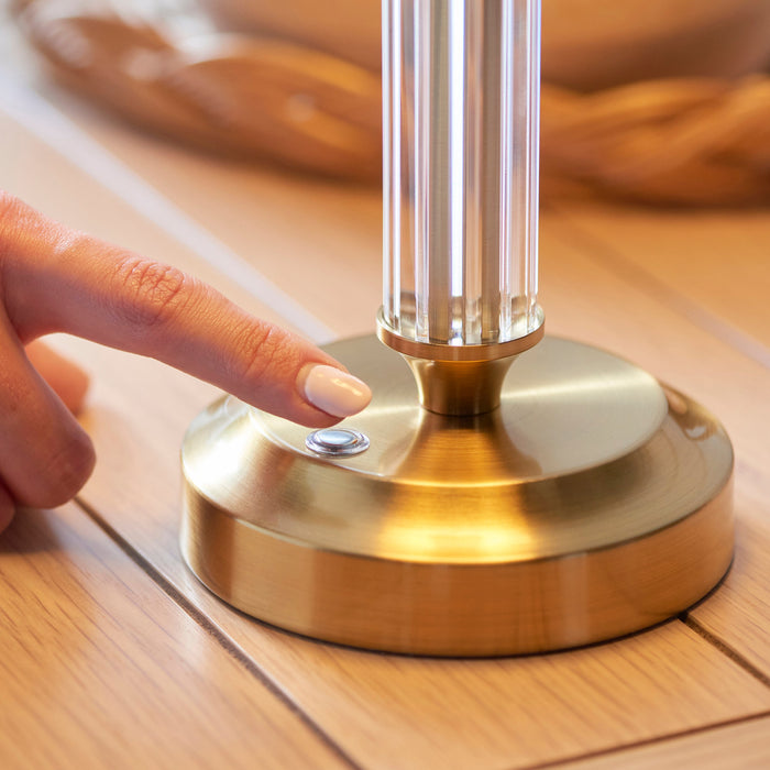 Table Lamp Base Only - Brushed aged brass plate & clear acrylic - 1.5W LED Warm White