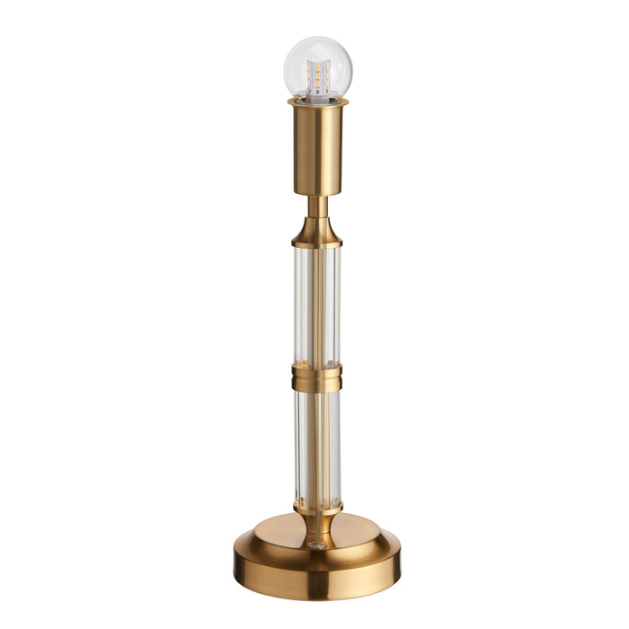 Table Lamp Base Only - Brushed aged brass plate & clear acrylic - 1.5W LED Warm White