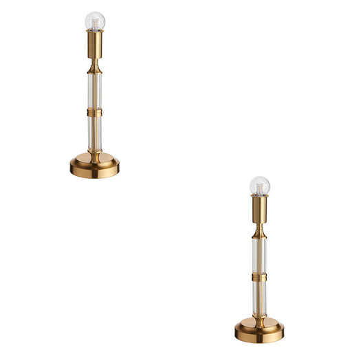 2 PACK Table Lamp Base Only - Brushed aged brass plate & clear acrylic - 1.5W LED Warm White