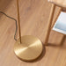 1635mm Tall Curved Floor Lamp - Warm brass plate & natural fabric Shade - 10W LED E27