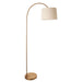 1635mm Tall Curved Floor Lamp - Warm brass plate & natural fabric Shade - 10W LED E27