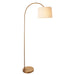 1635mm Tall Curved Floor Lamp - Warm brass plate & natural fabric Shade - 10W LED E27